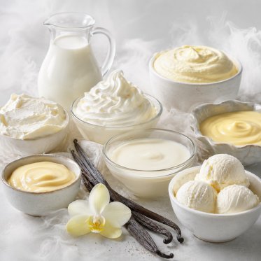 Fl�de, m�lk og custard med aroma damp i baggrunden