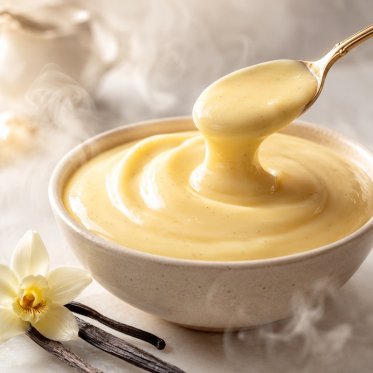 Custars creme med aroma damp i baggrunden