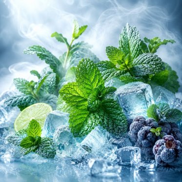 Mentol, mint og cooler med aroma damp i baggrunden