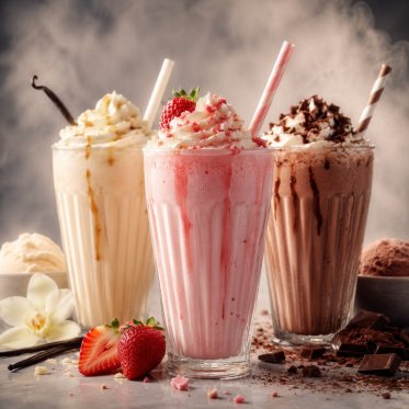 Milkshake med aroma damp i baggrunden