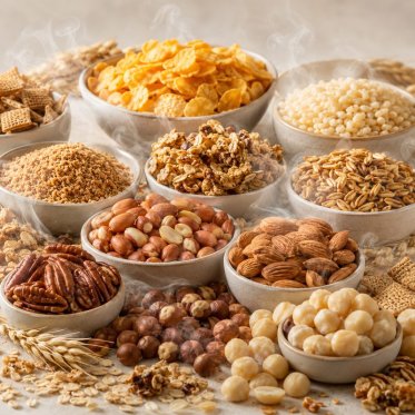 N�dder, cereal og korn med aroma damp i baggrunden