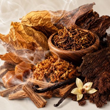 Tobak med aroma damp i baggrunden