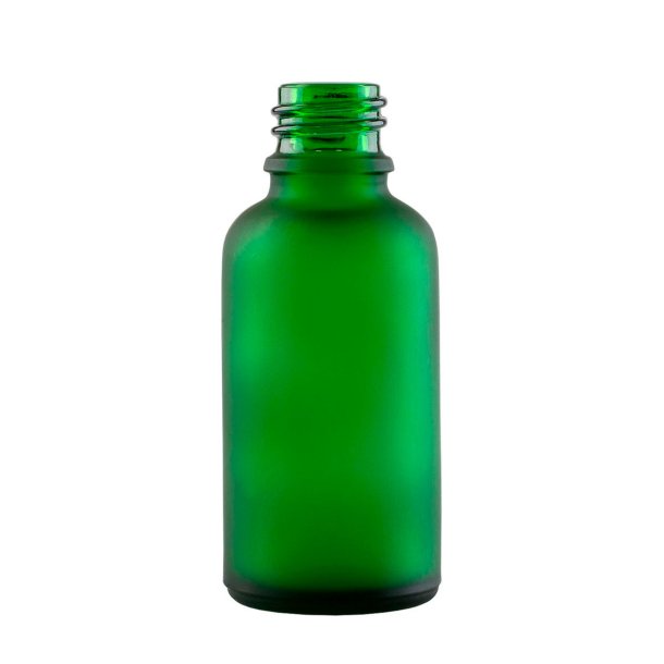 Matteret grn glasflaske 30ml, DIN18