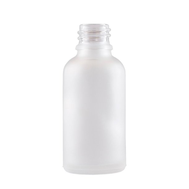 Matteret hvid glasflaske 30ml, DIN18
