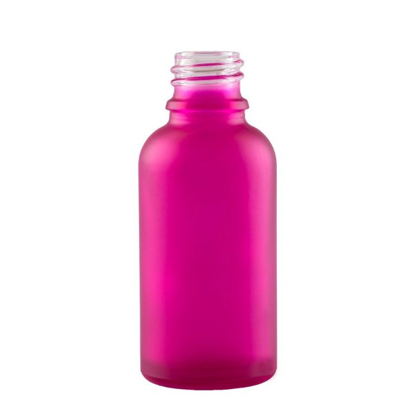 Matteret pink glasflaske 30ml, DIN18