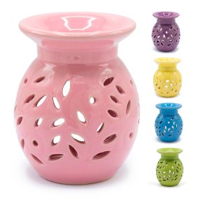 Aromalampe med udsk�rne blade/blomster - 5 valgfrie farver