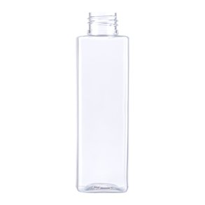Krystalklar plastflaske, 100ml, kvadratisk model, 20/410
