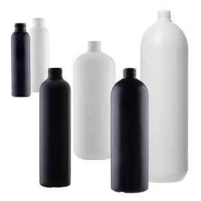Flaske i HDPE-plast, flere farver og strrelser: