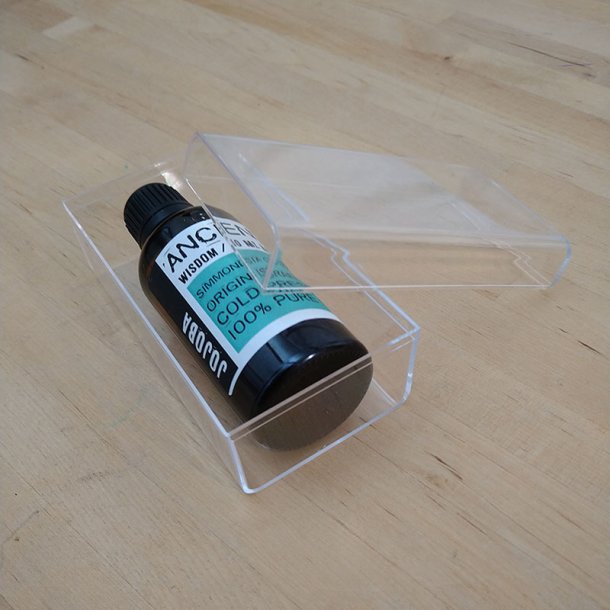 Transparent luksus-gaveske i hrd plast, ca. 10,5 x 5,5 x 4,5cm