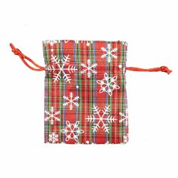 Stofpose med snoreluk, julemotiv, 12,5 x 10 cm