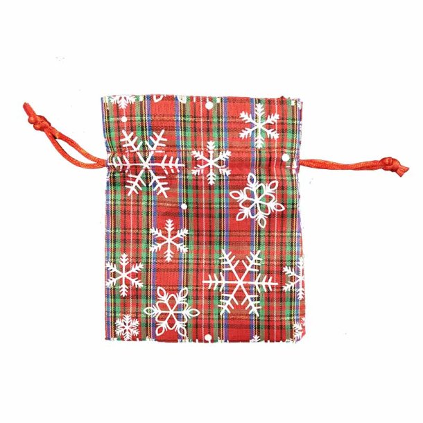 Stofpose med snoreluk, julemotiv, 12,5 x 10 cm