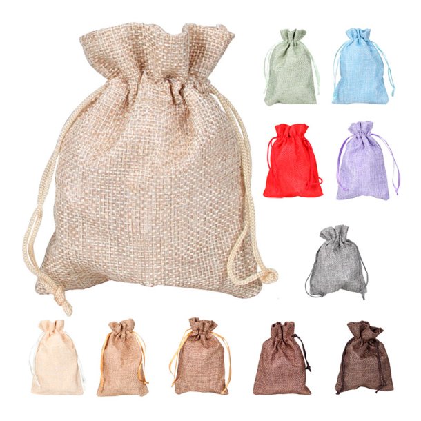 Sm� s�de poser af jute, ca. 14 x 9,5 cm