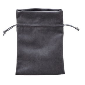 Koksgr stofpose med snoreluk, 18 x 13cm