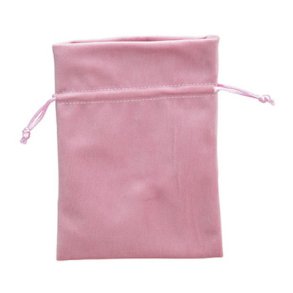 Rosa stofpose med snoreluk, 18 x 13cm
