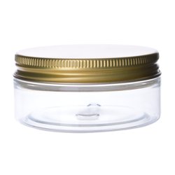 Klar krukke i PET-plast, forskellige strrelser og lgtyper