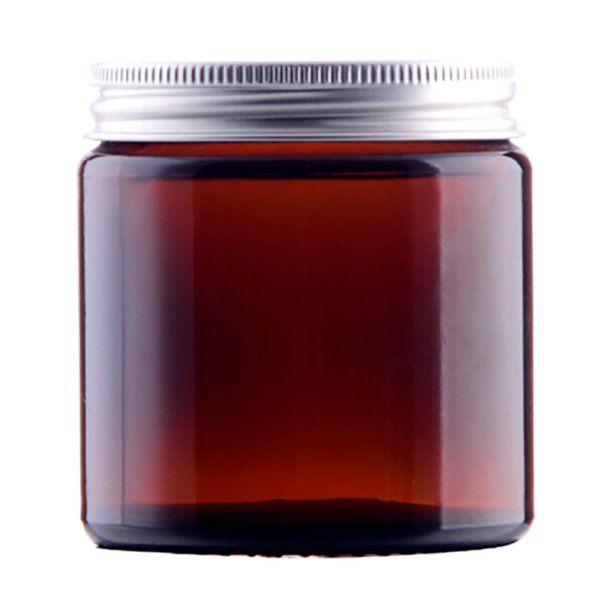 Glas-krukke, brun, flere strrelser og lgtyper: