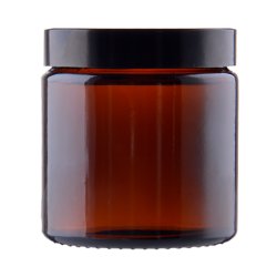 Glas-krukke, brun, flere st�rrelser og l�gtyper: