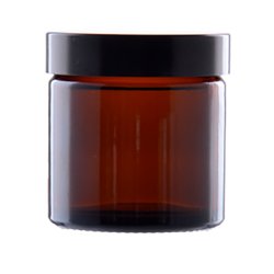 Glas-krukke, brun, flere strrelser og lgtyper: