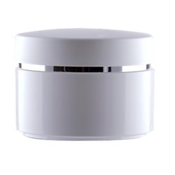 Dobbeltv�gget plast-krukke, 50 ml, med dekorations-stribe