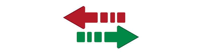Grøn og rød pil symboliserer cation exchange