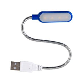 Bl� USB-lampe med praktisk svanehals