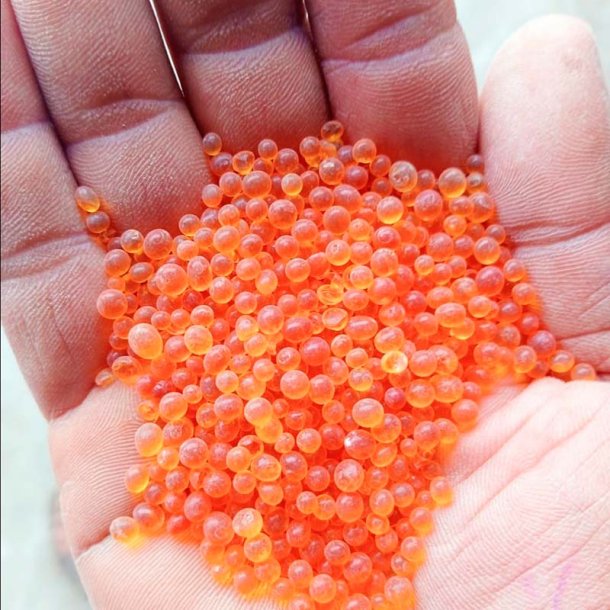 Silica gel med farve-indikator, orange kugler, 3-5 mm, ls vgt