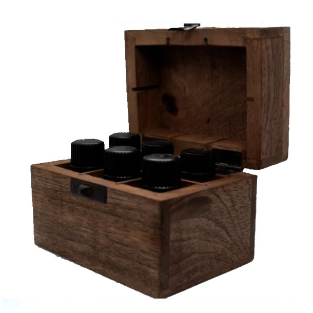 Hndlavet ske af mango-tr med rum til 6 olier