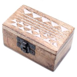 H�ndlavet pille-�ske af mango-tr�, azteker-design