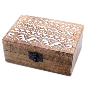 H�ndlavet �ske af mango-tr�, slavisk design, 15x10x6cm