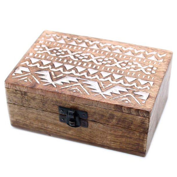 H�ndlavet �ske af mango-tr�, slavisk design, 15x10x6cm