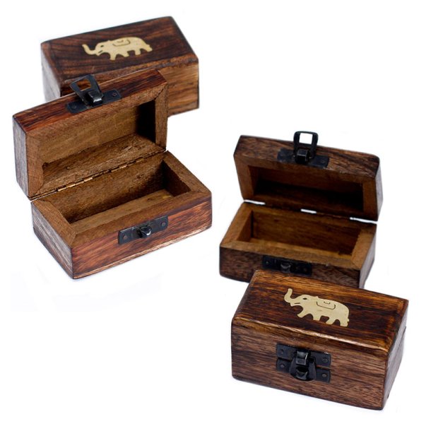 H�ndlavet pille-�ske af mango-tr�, elefant-design